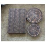 KKT067 - Three Butcher Blocks / Cutting Boards Black Walnut End Grain KKT067 - Three Butcher Blocks / Cutting Boards Black Walnut End Grain