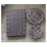 KKT070 - Three Butcher Blocks / Cutting Boards Black Walnut End Grain KKT070 - Three Butcher Blocks / Cutting Boards Black Walnut End Grain