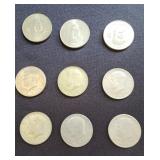KKT125 - Kennedy Half-Dollars And Peruvian 10 Soles Coins  KKT125 - Kennedy Half-Dollars And Peruvian 10 Soles Coins