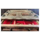 KKT126 - Vintage Wooden Musical Jewelry Box + Contents KKT126 - Vintage Wooden Musical Jewelry Box + Contents