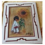 KKT172-Framed print “The Sunflower Bow” by Ettore "Ted" DeGrazia (1909-1982) KKT172-Framed print “The Sunflower Bow” by Ettore "Ted" DeGrazia (1909-1982)