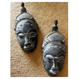 KKT220 - Pair of Ceramic African Masks Wall Decor KKT220 - Pair of Ceramic African Masks Wall Decor