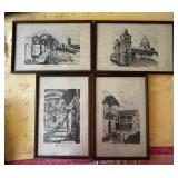 KKT316 - Arnoldo Michaelsen (1897-1963) Set Of 4 Framed Prints Of Latin America KKT316 - Arnoldo Michaelsen (1897-1963) Set Of 4 Framed Prints Of Latin America