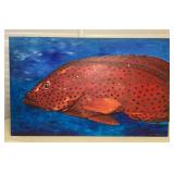 MMM001 Large Original Painting On Stretched Canvas Of A Fish Signed By Artist