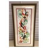 MMM002 Large Framed Original Watercolor Painting Of Koi Fish By Nadine Ramelb 