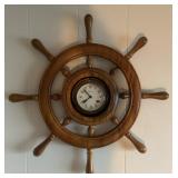 MMM217 Vintage Wooden Ships Wheel Clock