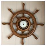 MMM218 Vintage Wooden Ships Wheel Barometer 