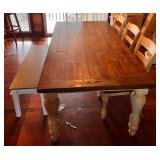 AAE060 - Dark Oak Finish Wood Farmhouse Dining Table, Three Wood Chairs, and a Bench AAE060 - Dark Oak Finish Wood Farmhouse Dining Table, Three Wood Chairs, and a Bench