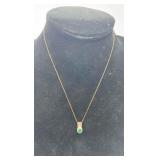 AAE116-10k Gold Emerald & Diamond Pendant On 10k Gold Chain AAE116-10k Gold Emerald & Diamond Pendant On 10k Gold Chain