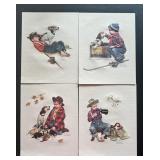 KFE015 - Set Of 4 Norman Rockwell Prints With Boy And Dog