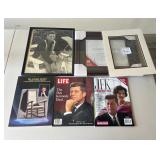 KFE033 John F. Kennedy Framed Photo + 3 Archived JFK Photos, 3 JFK Magazines, Unopened Photo Frame