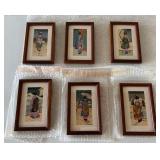 KFE035- Set of Six Framed Japanese Woodblock Prints
