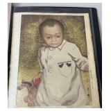 KFE044 "Painting Of A Boy" Original Print by Hiroshi Yoshida (2 Of 2)