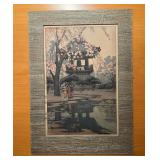 KFE065-Rare Original Wood Block Print By Hiroshi Yoshida “In a Temple Yard”