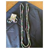 HKM011 - 34” Jade/Tourmaline Butterfly Necklace With Earrings  HKM011 - 34” Jade/Tourmaline Butterfly Necklace With Earrings
