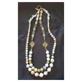 HKM049- Long Wraparound Handmade Necklace In Gold And Earth Tones HKM049- Long Wraparound Handmade Necklace In Gold And Earth Tones