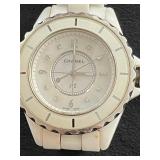 HKM073 - Chanel J12 White Ceramic Diamond Accent Watch HKM073 - Chanel J12 White Ceramic Diamond Accent Watch