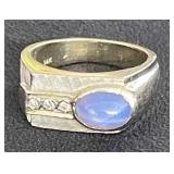 HKM079 - Vintage 14K Ring With Lavender Star Sapphire /Diamond Sz 6.5 HKM079 - Vintage 14K Ring With Lavender Star Sapphire /Diamond Sz 6.5