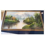 KAS002 Beautiful Framed Peaceful River Painting Signed by Artist