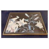 KAS006-Framed Print “Lilies with Bee” by Leslie Kenneth Price