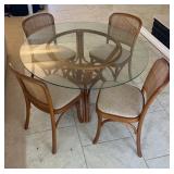 KAS018 Round Glass Table + 4 Chairs