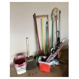 KAS055- Variety of More Brooms, Mops, And Umbrellas 