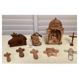 CMS005 Koa Nativity Puzzle, Carved Olive Wood Nativities, Crosses & Candle Holder