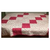 CMS010 Pink Floral Patchwork Quilt Blanket 