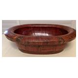 CMS015 Antique Chinese Lacquered Wood Baby’s Bathtub With Brass Bands