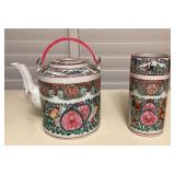 CMS018 Chinese Rose Medallion Porcelain Tea Pot & Vase