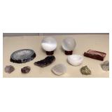 CMS023 Amethyst Cluster, Petrified Wood, Geode Slice, Selenite Spheres & More!