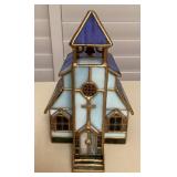 CMS057 Tiffany Style Stained Glass Church Table Lamp As Is
