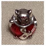 CMS070 Sterling Silver Enameled Lucky Neko Cat Charm New