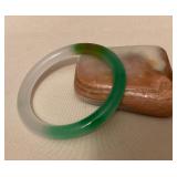 CMS086 Green, White & Brown Jade Bangle Bracelet New