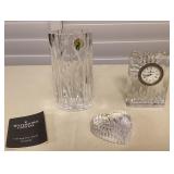 CMS098 Waterford Crystal Vase, Clock & Paperweight