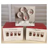 CMS101 Christmas Williams Sonoma Drinking Glasses & Pier 1 Appetizer Plates New