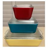 CMS106 Set Of Three Vintage Pyrex Fridgie Dishes With Lids