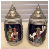 CMS134 Two Gerz W Germany Ceramic Beer Steins