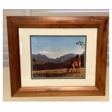 CMS129 Koa Framed “Morning Glory” Picture Of Horse By Patrick Ching