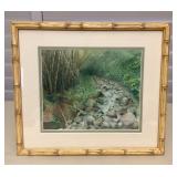 CMS122 Framed Scenic Picture Of Bamboo Growing By A Peaceful Stream