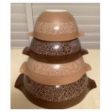CMS142 Set Of 4 Vintage Pyrex Woodland Cinderella Nesting Mixing Bowls