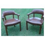 KLE008 Pair of Low-Back Leather Chairs