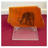 AAA032 Rare Vintage Beverly Ann Creations Cheetah on Granite w/ Display Stand