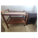 AAA068 - Wooden Rolling Cart and Side Table