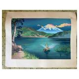 AAA089 Masao Yoshimoto "Fuji from Lake Ashi" Woodblock Print