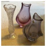 AAA164 - 3 Decadent Glass Vases 