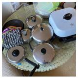 AAA171 - Electric Skillet, Pots & Pans, & Misc Plastics 