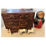 AAA187 - Miniature Carved Animals, Russian Nesting Doll & More 