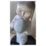 AAA251- Vintage Japanese Hakata Ceramic Doll W/stand 