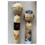 AAA257- Vintage Kokeshi Hand painted Dolls Set Of 2